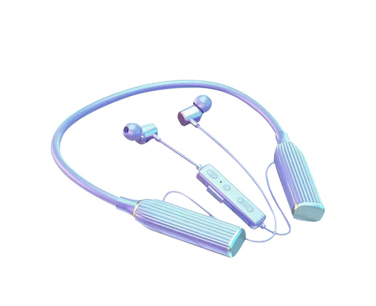 Support TF Card In-ear Neckband Earphone Wireless Bluetooth-compatible Sports Headset-Purple