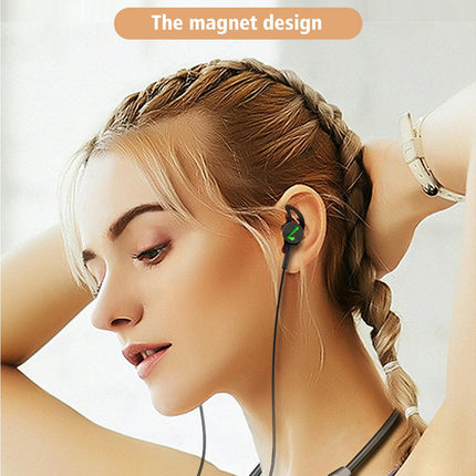 In-ear Earphone Neckband Magnetic Stereo Wireless Sport Bluetooth-compatible Headphone-Black