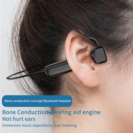 Wireless Bone Conduction Headset Waterproof Bluetooth-compatible Headset with Microphone-Black