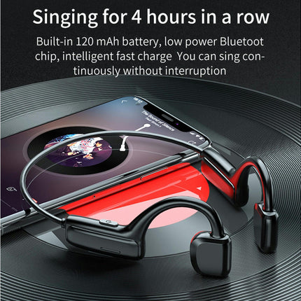 Wireless Bone Conduction Headset Waterproof Bluetooth-compatible Headset with Microphone-Black