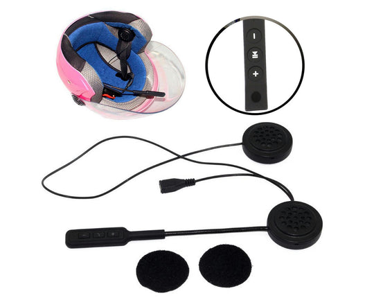 Rechargeable Motorcycle Helmet Bluetooth 4.0 Headset Loudspeaker with Microphone-Black