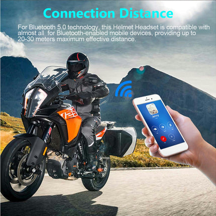 Rechargeable Motorcycle Helmet Bluetooth 4.0 Headset Loudspeaker with Microphone-Black