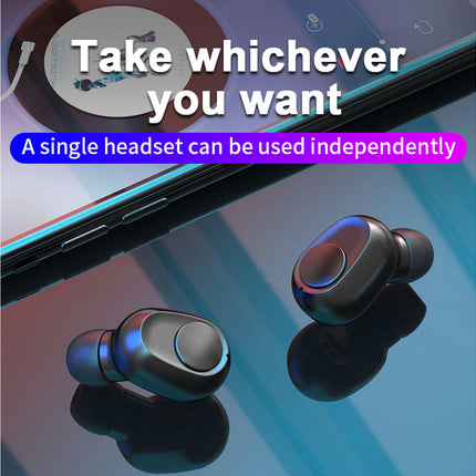 Charging Box Sports Headphone TWS Bluetooth-compatible 5.0 Digital Display Earphone-White