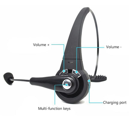 Hands-free Call Headset Headphone Over-Ear Wireless Bluetooth Headphone for PS3 Phone-Black