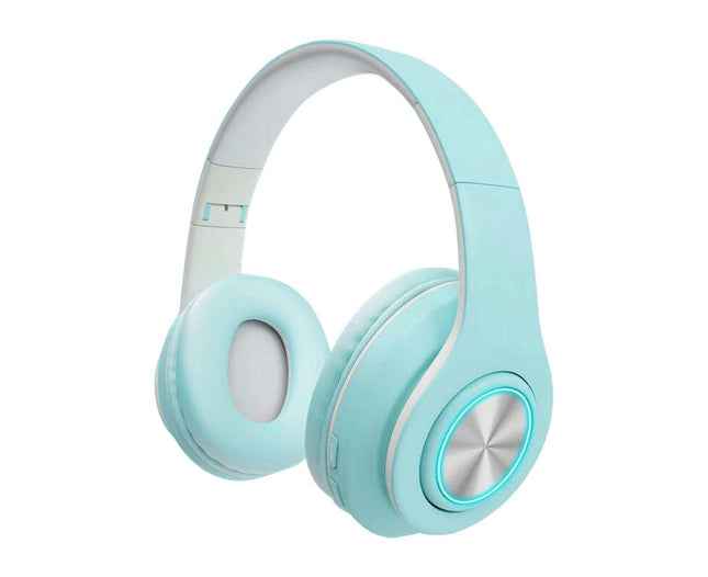 5.0 Bluetooth Wireless TF Card RGB Light Stereo 3.5mm Jack Headset Headphones-Blue