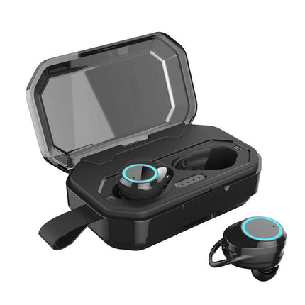 Stereo In-Ear Earbuds with Mic Waterproof Wireless Bluetooth-compatible 5.0 Earphone-black