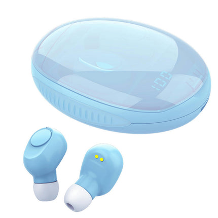 5.0 Digital Display Earphone TWS Bluetooth-compatible Headset Charging Box Sports Headphone-Blue