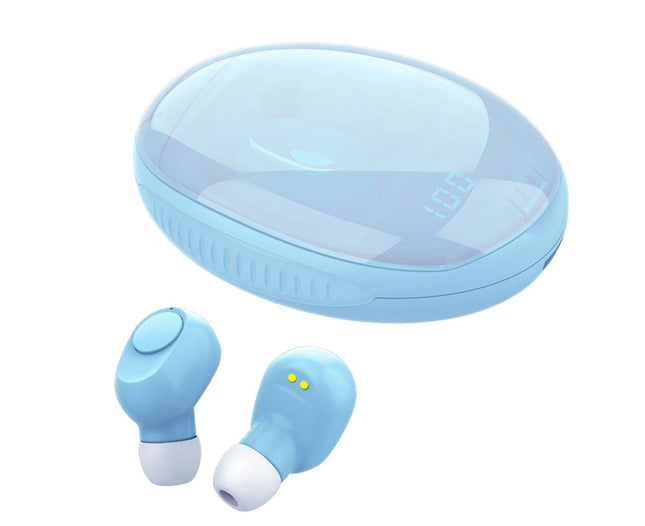 5.0 Digital Display Earphone TWS Bluetooth-compatible Headset Charging Box Sports Headphone-Blue