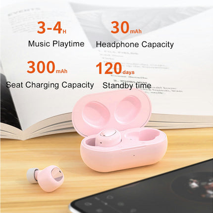 V5.0 Stereo Touch Screen In-ear TW15 Wireless Bluetooth-compatible Sport Earphones-Pink