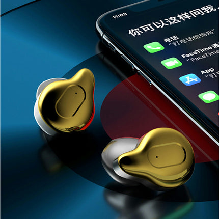 In-ear Waterproof Earphone Wireless Bluetooth-compatible Earbuds with Touch for Sports-Golden