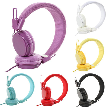 Wired Universal Stereo Headset 3.5mm Stretchable Folding Over-Ear Headphone-Yellow