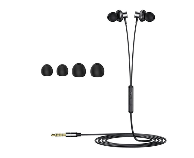 3.5m Universal Heavy Bass Stereo Headset with Mic Metal In Ear Wired Earphone-Grey