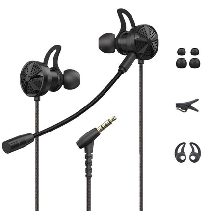 Gaming Earbuds with Microphone G8 L-shaped 3.5mm Plug Wired Dynamic Earphone-Black