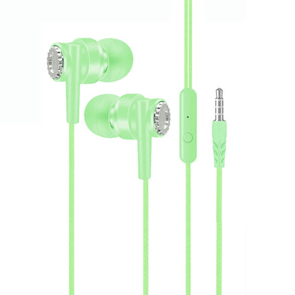 3.5mm Dynamic Wired Heavy Bass  L104 Universal Sport In-ear Earphone with Mic-Green