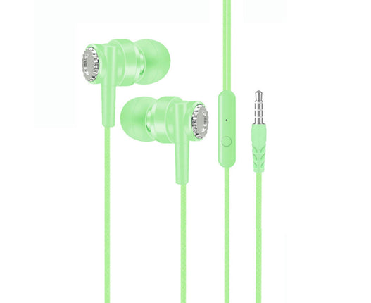 3.5mm Dynamic Wired Heavy Bass  L104 Universal Sport In-ear Earphone with Mic-Green