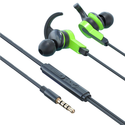 Wired Earphone In-ear Stereo Sound 3.5mm/Type-C Music Gaming Headset with Mic for Sports-Green