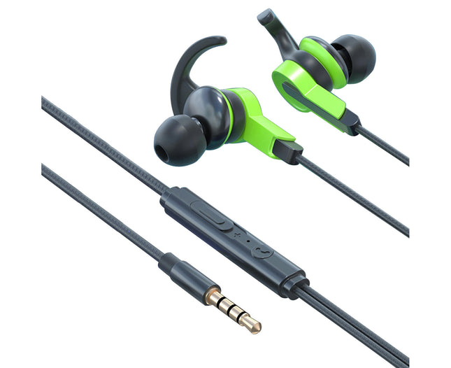 Wired Earphone In-ear Stereo Sound 3.5mm/Type-C Music Gaming Headset with Mic for Sports-Green