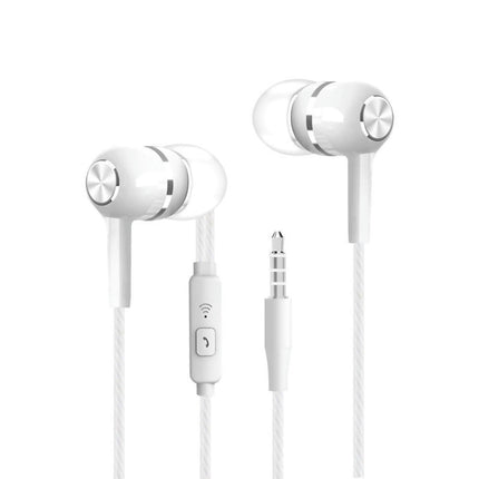 S12 Universal 3.5mm Earphone Stereo Wired Earbuds with Mic for Phone-White