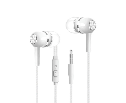 S12 Universal 3.5mm Earphone Stereo Wired Earbuds with Mic for Phone-White