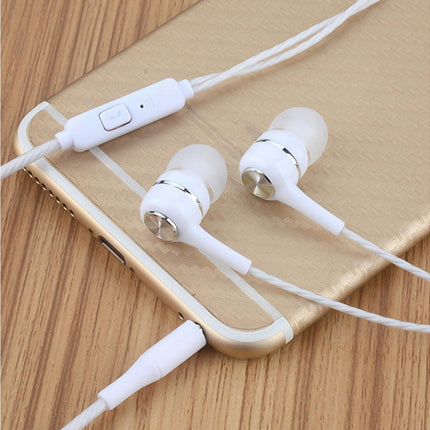 S12 Universal 3.5mm Earphone Stereo Wired Earbuds with Mic for Phone-White