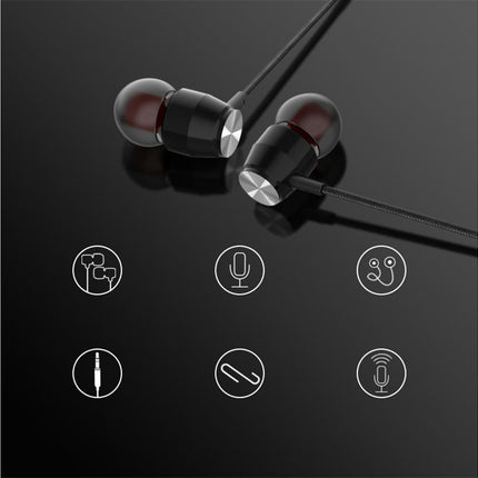 Wired In-ear Earphone Universal 3.5mm TPE Heavy Bass Earbuds with Microphone-Silver