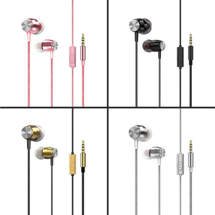 Wired In-ear Earphone Universal 3.5mm TPE Heavy Bass Earbuds with Microphone-Silver