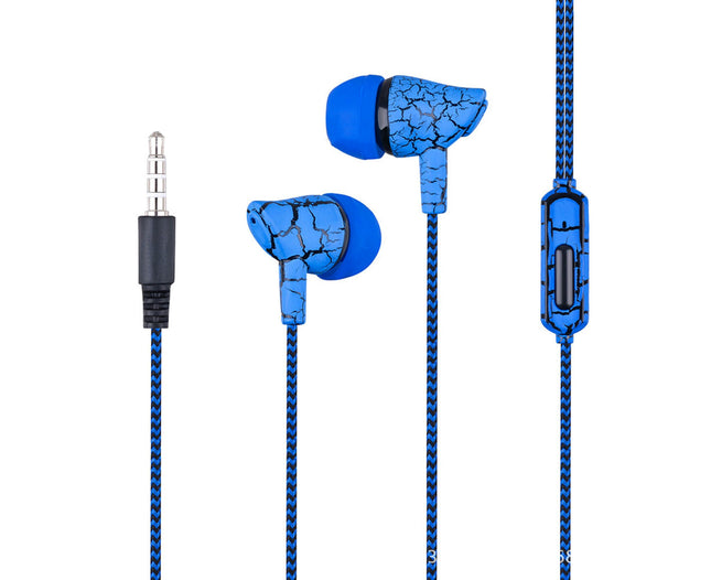 In-ear Crack Pattern Earpiece Wired Stereo Mini Earphone  for Fitness-Blue