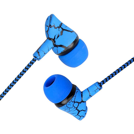 In-ear Crack Pattern Earpiece Wired Stereo Mini Earphone  for Fitness-Blue