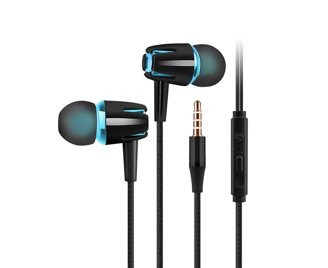 Lightweight In-ear Earbuds Comfortable Noise Reduction Wired Earbuds for Sports-Blue & Black