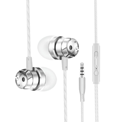 Anti-winding Wired Earphone TPE Line Control Headphone Earbud for Calling-Silver