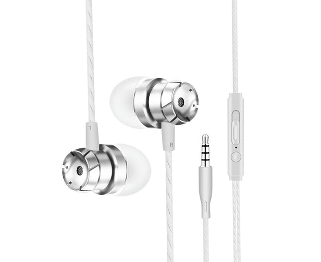 Anti-winding Wired Earphone TPE Line Control Headphone Earbud for Calling-Silver