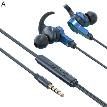 In-ear 3.5mmWired Earphone /Type-C Music Headphone Gaming Headset with Mic for Sports-Blue