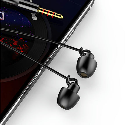 In-ear Sports Anti-noise Running Bass Earplugs S360 Sleeping Wired Earphones-Black