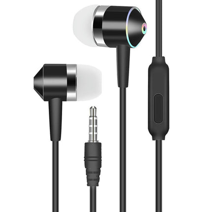 In-Ear Music Bass Wired Earphones Universal 3.5mm Plug Sports Headsets with Mic-Black