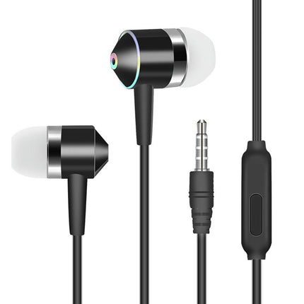 In-Ear Music Bass Wired Earphones Universal 3.5mm Plug Sports Headsets with Mic-Black