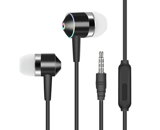 In-Ear Music Bass Wired Earphones Universal 3.5mm Plug Sports Headsets with Mic-Black