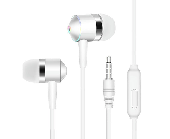 In-Ear Universal 3.5mm Plug Music Bass Wired Earphones Sports Headsets with Mic-White