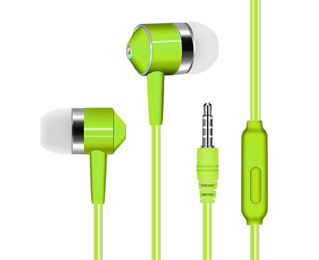 3.5mm Plug Universal In-Ear Music Bass Wired Earphones Sports Headsets with Mic-Green