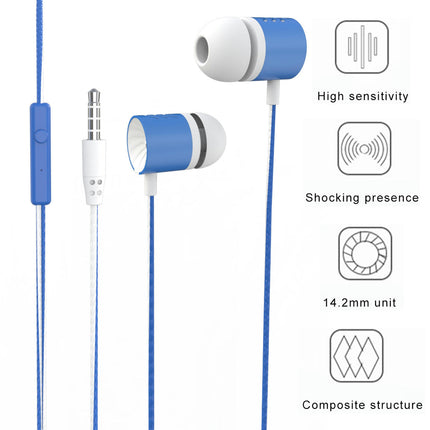 Ergonomic Wired Earbud 3.5mm Stereo Sports In-ear Gaming Earbud for Running-Blue