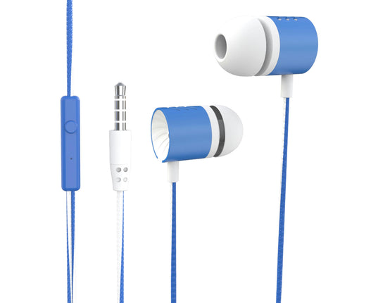 Ergonomic Wired Earbud 3.5mm Stereo Sports In-ear Gaming Earbud for Running-Blue