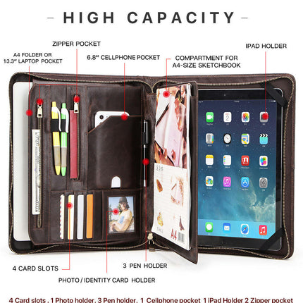 Leather iPad Case Cover with Pen Holder Protective Tablet Cover