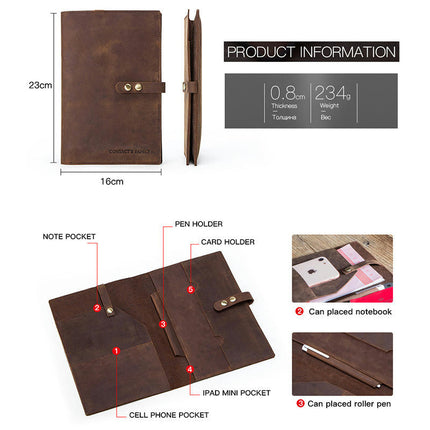 Leather iPad Case Cover Protective Tablet Cover with Pen Holder-A