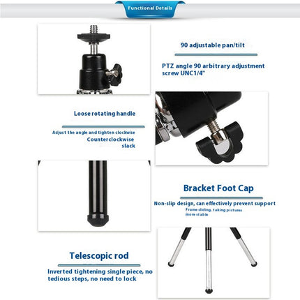 Extendable Phone Camera Tripod Adjustment 360¡ã Ball Head Shoe Lightweight Portable Vlog Travel