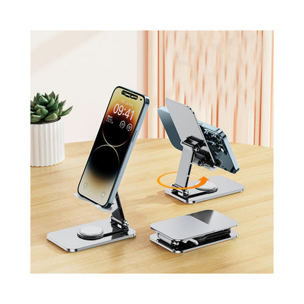 Adjustable Swivel Desktop Phone Tablet Holder - with 360 Degree Rotating Base