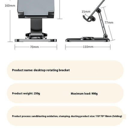 Adjustable Swivel Desktop Phone Tablet Holder - with 360 Degree Rotating Base