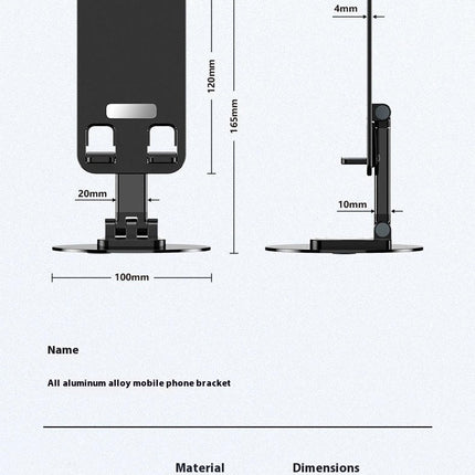 Folding Fully Adjustable Foldable Desktop Phone Holder Dock 360¡ã Rotating Alloy Phone Holder