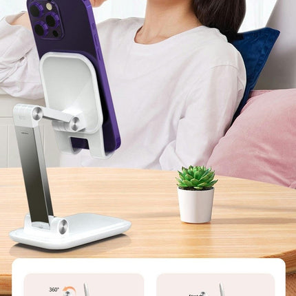 Foldable Cell Phone Stand for Desk Height Angle Adjustable Portable Desktop cellphone Stand Holder