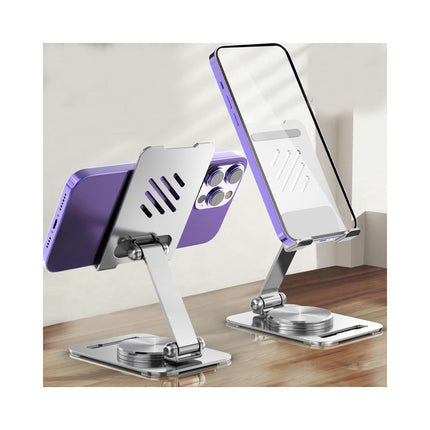 Rotating Tablet Stand for Desk Angle Adjustable Alloy Foldable Dock Portable Tablet Phone Holder