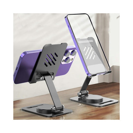 Rotating Tablet Stand for Desk Angle Adjustable Alloy Foldable Dock Portable Tablet Phone Holder