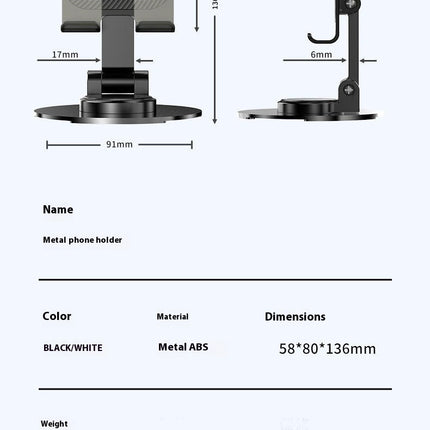 Folding Stand for Desk - 360 Rotating Adjustable View Angle Portable Mobile Phone Holder